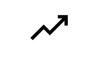 Black arrow pointing upward showing a positive trend isolated on transparent background