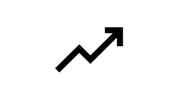 Black arrow pointing upward showing a positive trend isolated on transparent background