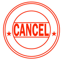 cancel red rubber stamp on white background