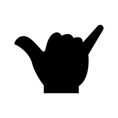 Shaka Hand Sign Icon Black and White Vector Illustration of Hang Loose Gesture
