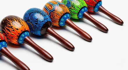 Colorful Handcrafted Maracas Row With
