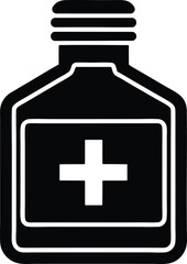 Travel medicine bottle vector icon.