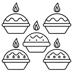 Hot Pie Line Art Icon Set Minimalist Vector Collection
