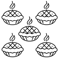 Hot Pie Line Art Icon Set Minimalist Vector Collection