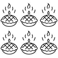 Hot Pie Line Art Icon Set Minimalist Vector Collection