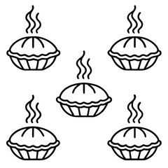Hot Pie Line Art Icon Set Minimalist Vector Collection