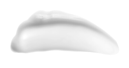 Sun lotion spilled, tanning cream puddle, white skincare product isolated on white, top view, clipping path	