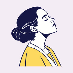 Beautiful black vector silhouette illustration of a woman's face and hair in profile