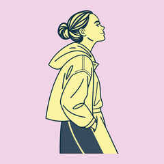 Vector illustration of a woman in a pink dress