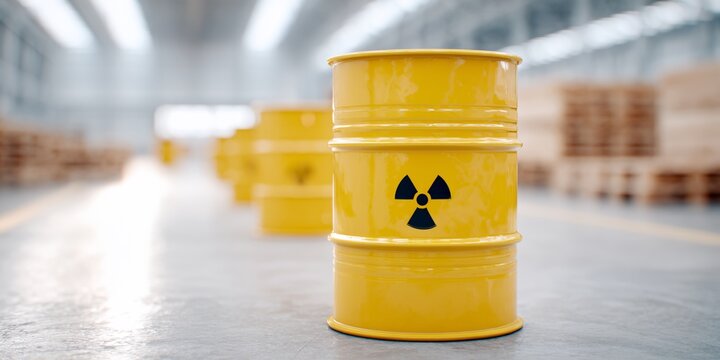 Yellow barrel with a black radioactive label