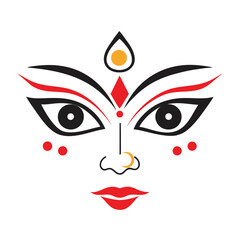 Geometric Durga Face Illustration A Striking Depiction of the Hindu Goddess with Bold Lines and Vivid Colors
