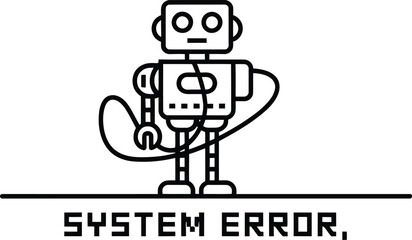Fototapeta premium System error robot vector illustration for error page design