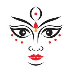 Minimalist Durga Face Illustration Symbolic Representation of Divine Feminine Power and Strength Hindu Goddess Art Spirituality and Cultural Significance