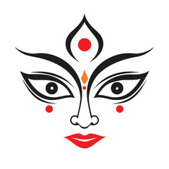Iconic Depiction of Hindu Goddess Durga A Symbol of Divine Feminine Power and Triumph Over Evil in a Minimalist Vector Style