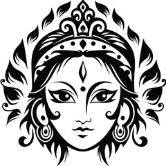 Elegant Vector Illustration of a Goddess Depicting Divine Femininity Spiritual Art and Intricate Design Elements for Cultural and Artistic Representations