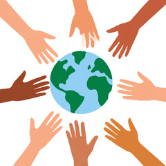 Diverse Hands Embrace Earth Symbolizing Global Unity

