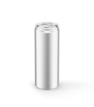 Drink Aluminium Can Soda Slim 250ml White Blank Glossy