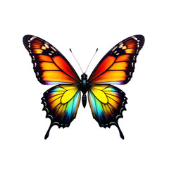 Monarch Butterfly with Open Wings &ndash; Realistic Orange and Black Butterfly Isolated on Transparent Background.