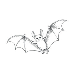 Halloween bat with open wings and a joyful expression. Halloween vector illustration
