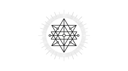 Sacred Geometry Star Merkaba Vector Illustration: Mystical Symbol, Spiritual Design, Geometric Art, Esoteric Sign, Metaphysical, Minimalist, Black and White Art, Symbolism, Energy