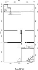 Architectural Floor Plans of a House Single Bed Room Blank and Futniture Layout with Garden and Carport. 22