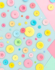 Colorful buttons on pastel background