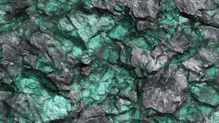 Obraz premium Textured rock surface showing shades of gray and teal, creating a rugged and visually intriguing natural pattern.