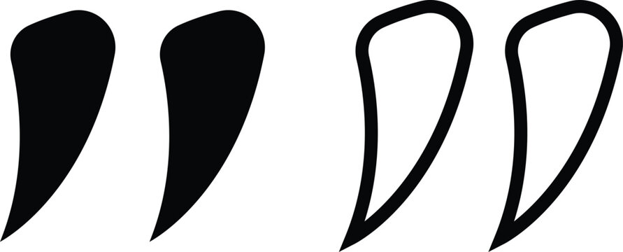 Quotation mark icon set, quote symbols collection in solid and outline style, typography punctuation vector for design, publishing, books, blogs, posters, social media, and branding