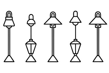 Medical Lamp Icons Collection Minimal Line Art Style