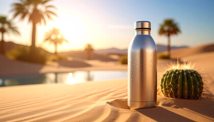 Desert Oasis Water Bottle Mockup