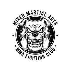 Tough Bulldog MMA Fighting Club Logo for Mixed Martial Arts Enthusiasts