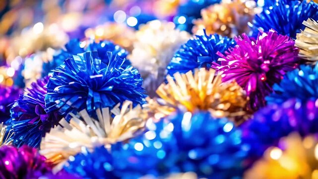 Colorful pom poms close up decoration