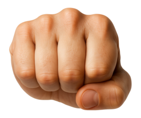 Closed fist with knuckles facing forward