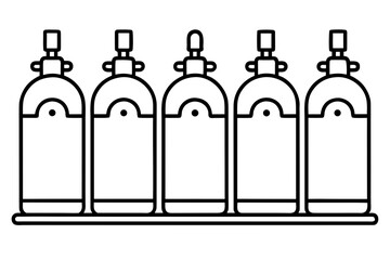 Medical Oxygen Tank Outline Icons Clean