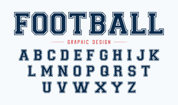 Classic college font. Vintage sport font in american style for football, baseball or basketball logos and t-shirt. Athletic department typeface, varsity style font. Vector
