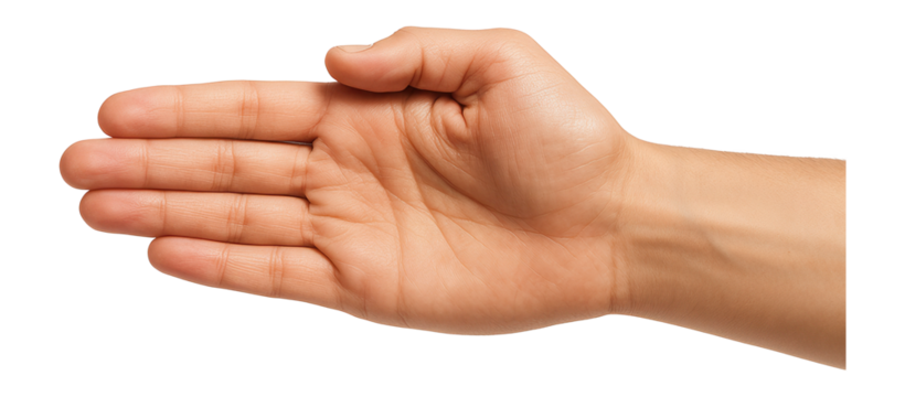 Open hand with fingers pointing sideways