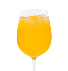 Bright citrus drink in a glass filled with ice for a refreshing experience