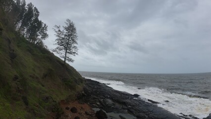 Seashore Landscape with Waves and Natural Coastal Scenery
