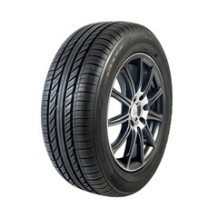 Obraz premium Rubber Wheel Rolling: An automotive tire, captured with precision, showcases its intricate tread pattern, hinting at grip and control for the road ahead.