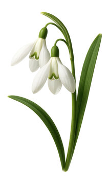 White snowdrop with drooping flowers