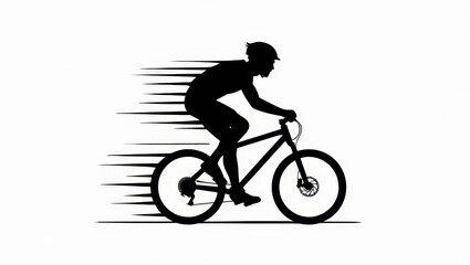 Obraz premium Silhouette of a cyclist moving forward.