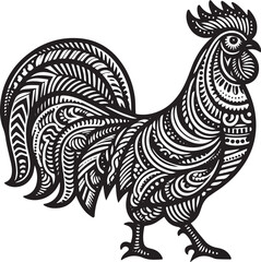 Stylized Chinese Zodiac Rooster illustration with intricate patterns and detail