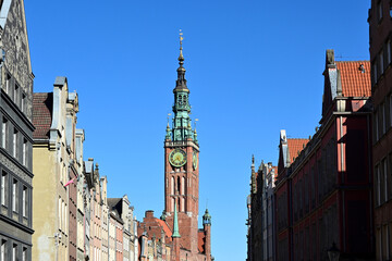 Gdansk Main Town Hall. The town hall's tower view. Gdansk, Poland