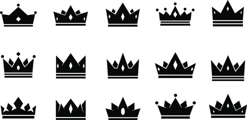 Black Crown Silhouette Vector Set