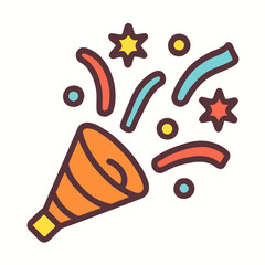 Colorful Party Popper with Confetti and Stars in Festive Celebration