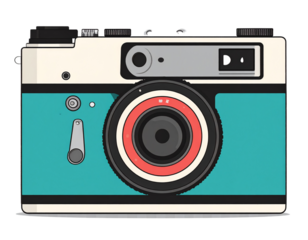 Minimalist Vector Illustration of 35mm Film Camera, Isolated