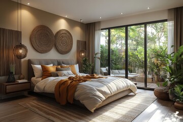 Japanese interior design of modern living room, home, Generative AI
