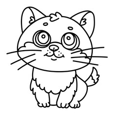 Cute cartoon cat outline illustration for coloring and arts and crafts projects.
