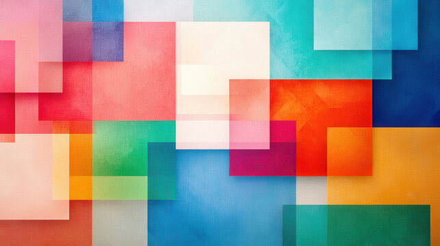 Colorful overlapping geometric shapes create vibrant abstract background, evoking sense of creativity and energy