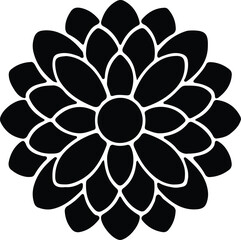 Vector Dahlia flower symmetrical bloom elegant shape botanical silhouette Illustrator